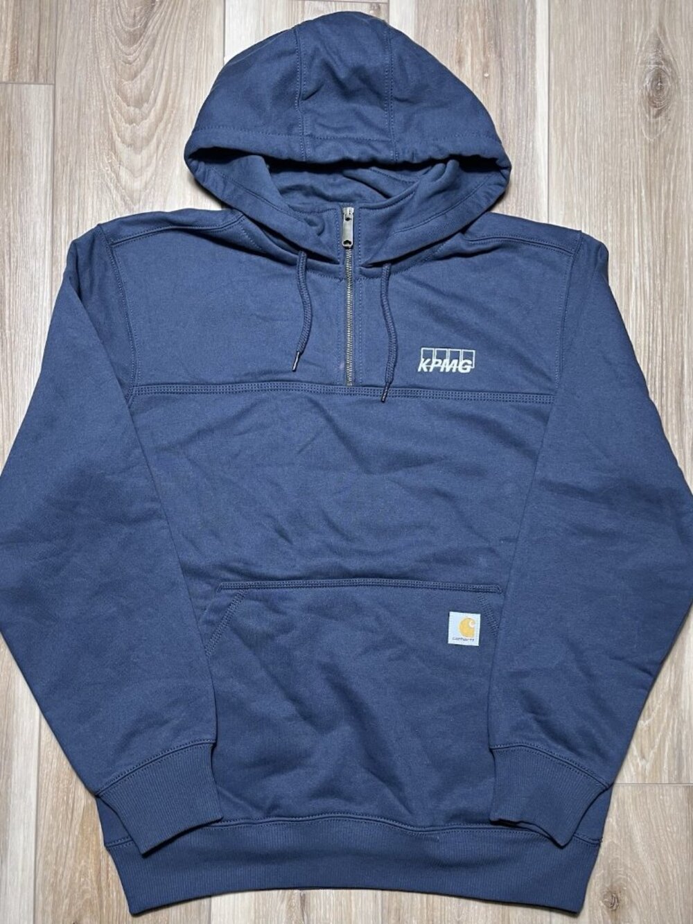 Carhartt Rain Defender Loose Fit 1/4 Zip Pullover Blue Hoodie - Men Size Medium